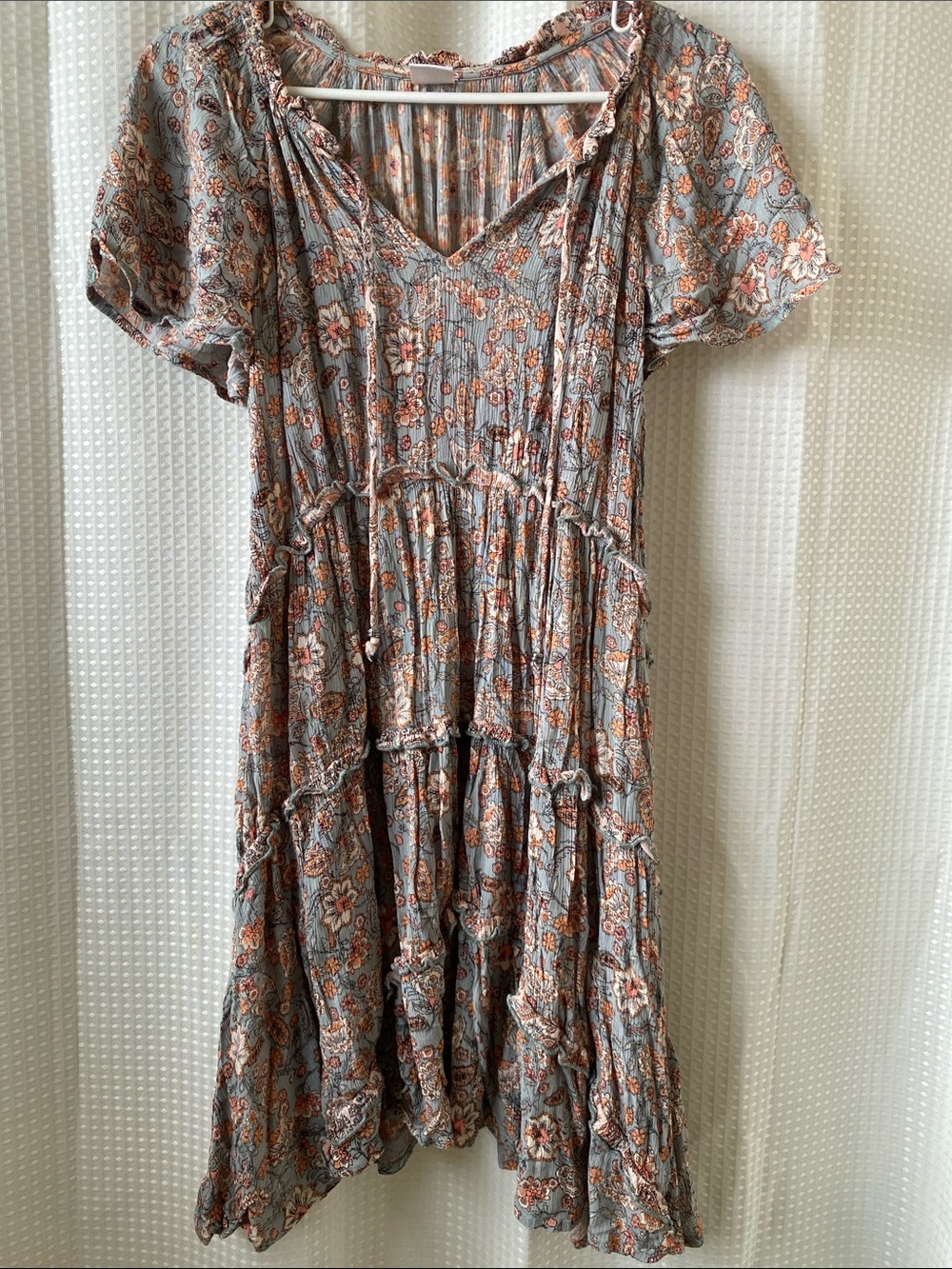 Bila Floral Tiered Maxi Dress in Sage and Rust Accents